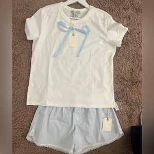T.J.Maxx White and Light Blue Pajama Set